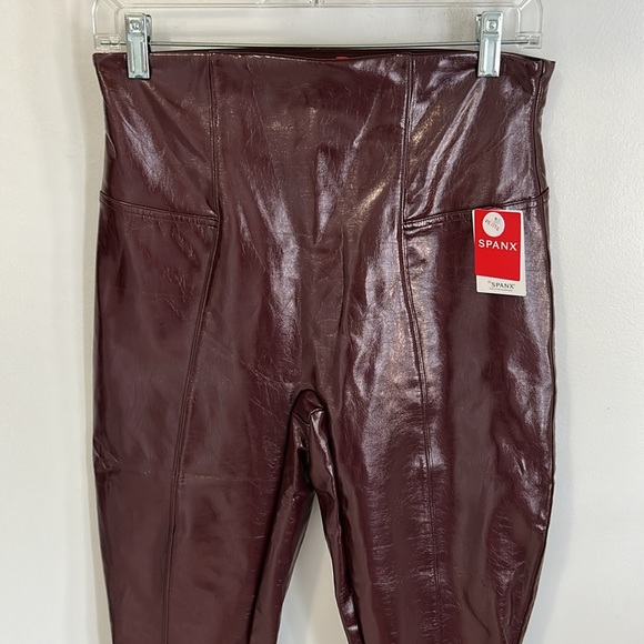 Spanx Faux Patent Leather Leggings Burgundy - Picture 6 of 13